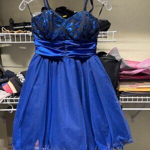 Blue cocktail formal evening prom dress